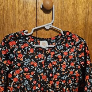 3T Girls Wonder Nation Black Floral Button-Front Dress with Red & Blue Accents